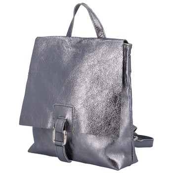 Dámsky kožený batôžtek kabelka tmavo strieborný - ItalY Francesco Small