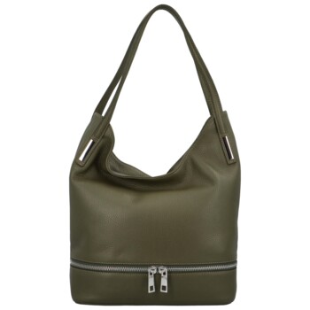Dámska kožená kabelka cez rameno khaki - ItalY Nellis