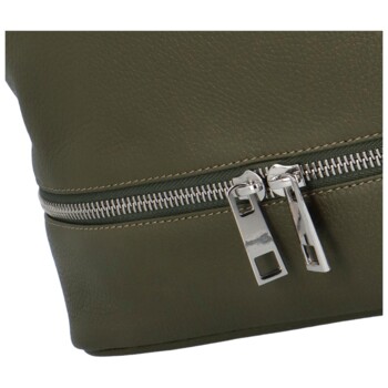 Dámska kožená kabelka cez rameno khaki - ItalY Nellis