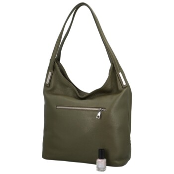 Dámska kožená kabelka cez rameno khaki - ItalY Nellis