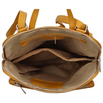 Dámsky kožený batôžtek kabelka tmavo žltý - ItalY Houtel