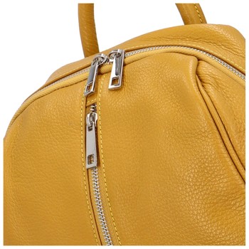 Dámsky kožený batoh tmavo žltý - Delami Filippo