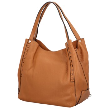 Dámska kožená kabelka cez rameno camel - ItalY Evelyn