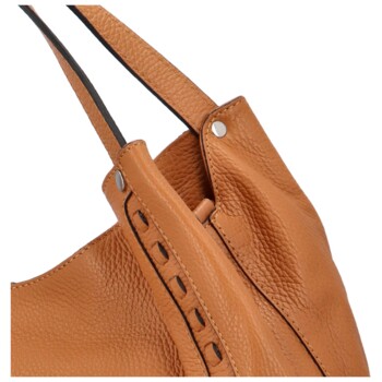 Dámska kožená kabelka cez rameno camel - ItalY Evelyn