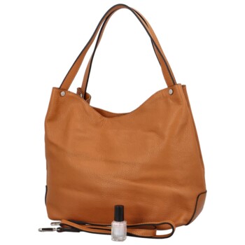 Dámska kožená kabelka cez rameno camel - ItalY Evelyn