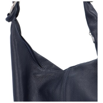 Dámska kožená kabelka cez rameno tmavo modrá - Delami Avera