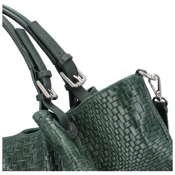 Originálna dámska kožená kabelka tmavo zelená - Delami Katrielina