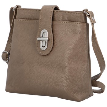 Dámska kožená crossbody kabelka taupe - ItalY Laira