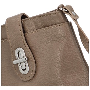 Dámska kožená crossbody kabelka taupe - ItalY Laira