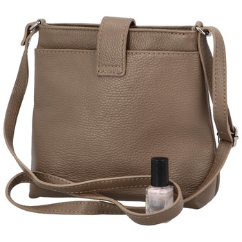 Dámska kožená crossbody kabelka taupe - ItalY Laira