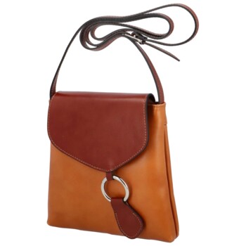 Dámska kožená crossbody kabelka koňaková/hnedá - Delami Vera Pelle Saffie