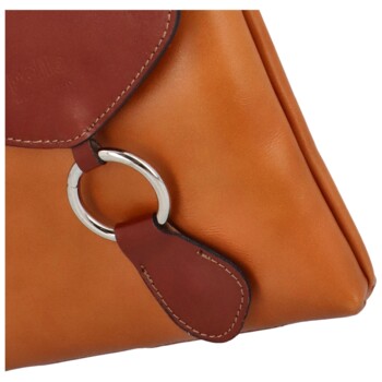 Dámska kožená crossbody kabelka koňaková/hnedá - Delami Vera Pelle Saffie