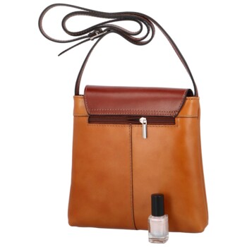 Dámska kožená crossbody kabelka koňaková/hnedá - Delami Vera Pelle Saffie