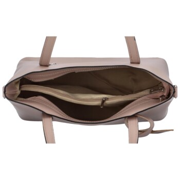 Väčšia kožená kabelka púdrovo béžová - ItalY Sandy