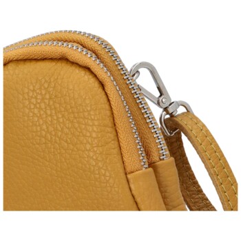 Dámske kožené crossbody púzdro tmavo žlté - Delami Valli