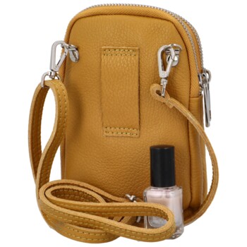 Dámske kožené crossbody púzdro tmavo žlté - Delami Valli
