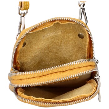 Dámske kožené crossbody púzdro tmavo žlté - Delami Valli