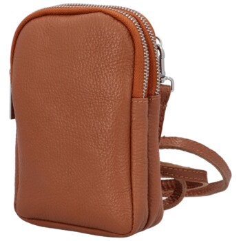 Dámske kožené crossbody puzdro koňakové - Delami Valli