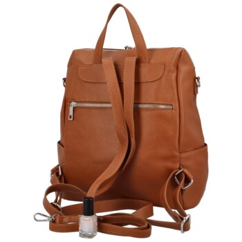 Dámsky kožený batoh svetlo hnedý - Delami Rossan