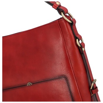 Dámska kožená kabelka cez plece tmavočervená - Katana Oasis