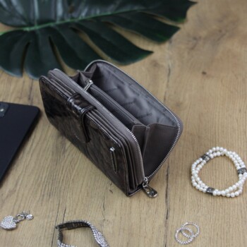 Dámska kožená peňaženka šedo/hnedá - Gregorio Clerin