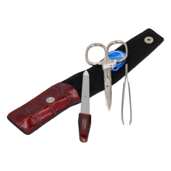 Kožená manikúra a pedikúra croco vínová - Solingen Cano