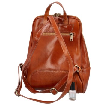 Dámsky kožený batoh koňakový - Delami Vera Pelle Liviena