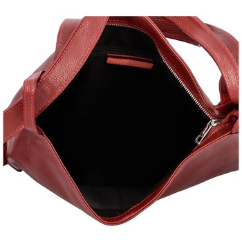 Dámska kožená kabelka cez rameno tmavo červená - ItalY Armáni Medium