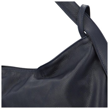 Dámska kožená kabelka cez rameno tmavo modrá - ItalY Armáni Medium