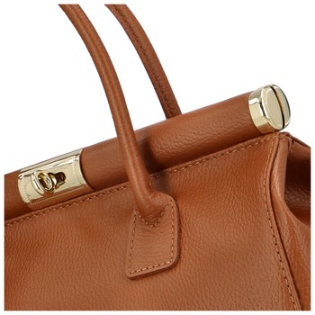 Módna originálna dámska kožená kabelka do ruky svetlo hnedá - ItalY Hila