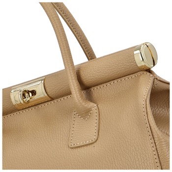Módna originálna dámska kožená kabelka do ruky camel - ItalY Hila