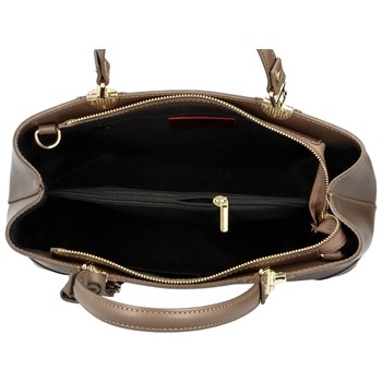Originálna dámska kožená kabelka tmavá taupe - ItalY Mattie New