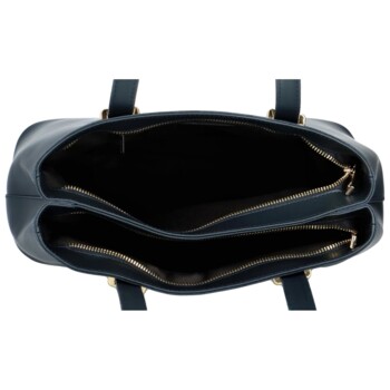 Exkluzívna dámska kožená kabelka tmavo modrá - ItalY Logistilla New