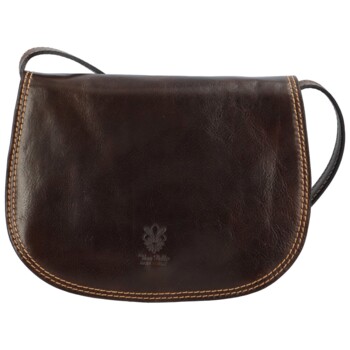 Dámska kožená crossbody kabelka tmavo hnedá - Delami Elrosa