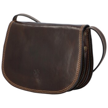 Dámska kožená crossbody kabelka tmavo hnedá - Delami Elrosa