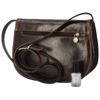 Dámska kožená crossbody kabelka tmavo hnedá - Delami Elrosa