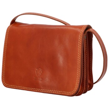 Dámska kožená crossbody koňaková - Delami Vera Pelle Satyrana