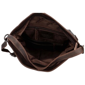Dámska kožená crossbody kabelka tmavo hnedá - Greenwood Andy