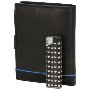 Väčšia pánska čierna kožená peňaženka so zápinkou - Diviley Heelal Blue