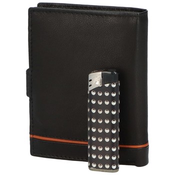 Väčšia pánska čierna kožená peňaženka so zápinkou - Diviley Heelal Cognac