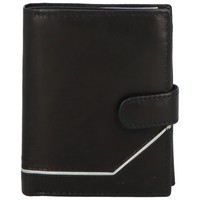Väčšia pánska čierna kožená peňaženka so zápinkou - Diviley Heelal White