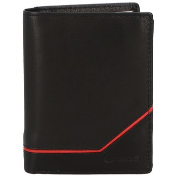 Pánska pevná kožená peňaženka čierna - Diviley Kainat Red