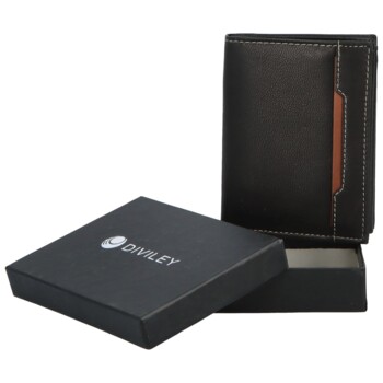 Pánska kožená peňaženka čierno/hnedá - Diviley Tarkyn