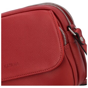 Dámska kožená crossbody kabelka červená - Katana Yeiny