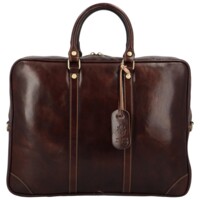 Kožená business taška tmavo hnedá - Delami Vera Pelle Paolo