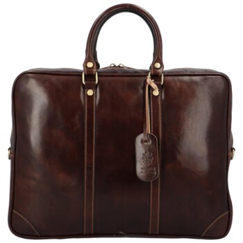 Kožená business taška tmavo hnedá - Delami Vera Pelle Paolo