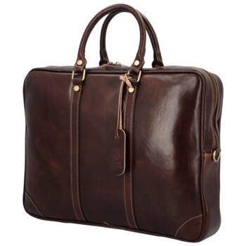 Kožená business taška tmavo hnedá - Delami Vera Pelle Paolo