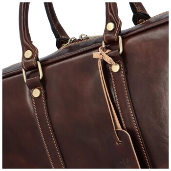 Kožená business taška tmavo hnedá - Delami Vera Pelle Paolo