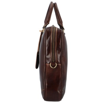 Kožená business taška tmavo hnedá - Delami Vera Pelle Paolo