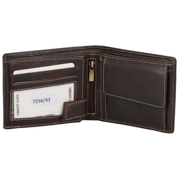 Kožená pánska tmavo hnedá peňaženka - Anuk